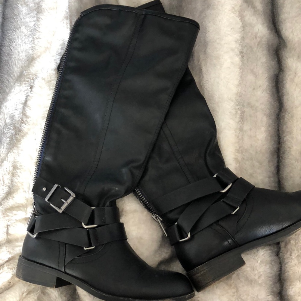 Madden Girl “Corporel” knee high zip up boots